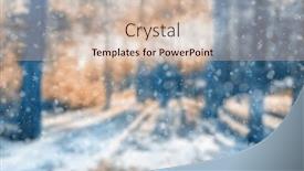  Presentation with blurred bokeh - Slide set with blurred-winter-forest-falling-snow background and a soft green colored foreground