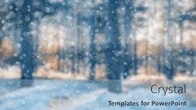  Presentation with blurred bokeh - Presentation theme with blurred-winter-forest-falling-snow background and a light blue colored foreground