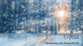  Presentation with blurred bokeh - Presentation theme having blurred-winter-forest-falling-snow background and a light blue colored foreground