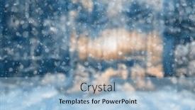  Presentation with blurred bokeh - PPT theme with blurred-winter-forest-falling-snow background and a light blue colored foreground