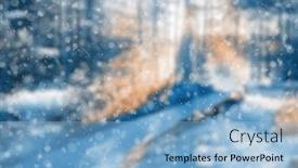  Presentation with blurred bokeh - Slide deck consisting of blurred-winter-forest-falling-snow background and a light blue colored foreground