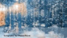  Presentation with blurred bokeh - Presentation design having blurred-winter-forest-falling-snow background and a light blue colored foreground
