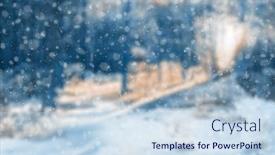  Presentation with blurred bokeh - Slides featuring blurred-winter-forest-falling-snow background and a sky blue colored foreground