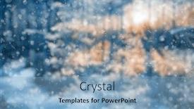  Presentation with blurred bokeh - Theme with blurred-winter-forest-falling-snow background and a light blue colored foreground