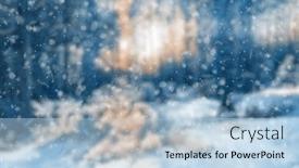  Presentation with blurred bokeh - PPT theme enhanced with blurred-winter-forest-falling-snow background and a light blue colored foreground