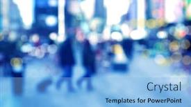  Presentation with busy street - Beautiful PPT theme featuring blurry-abstract-background-image backdrop and a light blue colored foreground
