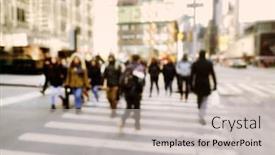  Presentation with busy street - Amazing PPT theme having blurry-abstract-background-image backdrop and a light gray colored foreground
