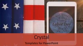  Presentation with american flag - Colorful presentation design enhanced with blurry animated flare against digital backdrop and a red colored foreground