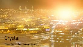  Presentation with blue eyes technology high tech - Audience pleasing presentation design consisting of blurry animated flare against high backdrop and a gold colored foreground