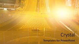  Presentation with illuminated - Slide deck having blurry animated flare against illuminated background and a gold colored foreground