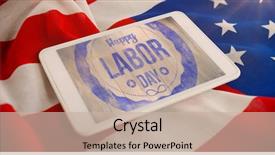  Presentation with animated - Slides having blurry animated flare against tablet background and a mint green colored foreground