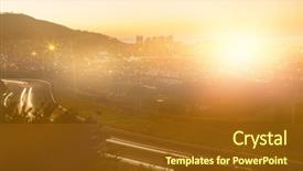  Presentation with night city - Audience pleasing slide set consisting of blurry animated flare against view backdrop and a tawny brown colored foreground