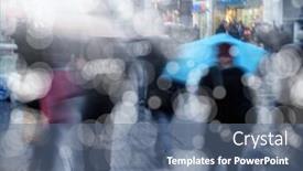  Presentation with busy street - PPT theme with blurry background image of people walking on busy street background and a ocean colored foreground