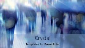  Presentation with busy street - Presentation design featuring blurry background image of people walking on busy street background and a light blue colored foreground