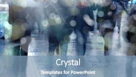  Presentation with busy street - Cool new slide set with blurry background image of people walking on busy street backdrop and a seafoam green colored foreground