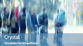  Presentation with busy street - Audience pleasing PPT theme consisting of blurry background image of people waiting on busy street backdrop and a teal colored foreground