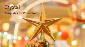  Presentation with christmas tree - Colorful PPT theme enhanced with blurry balls - christmas decorative - star backdrop and a coral colored foreground
