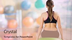  Presentation with gym ball - Slides enhanced with blurry balls - digital composite of rear view background and a  colored foreground