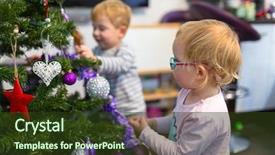  Presentation with girl christmas - Amazing theme having blurry balls - happy little boy and girl backdrop and a tawny brown colored foreground