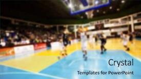  Presentation with basketball court - Colorful slide set enhanced with blurry balls - vintage tone blur image backdrop and a  colored foreground