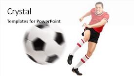 Presentation with football play diagram - Audience pleasing slide set consisting of blurry balls - young football player kicking backdrop and a  colored foreground