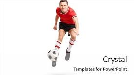  Presentation with air - Audience pleasing slide set consisting of blurry balls - young sportsman kicking a football backdrop and a  colored foreground