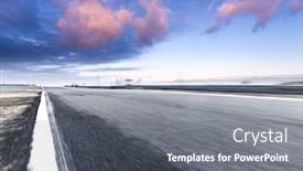  Presentation with car racing track - Presentation theme consisting of blurry empty car racing track in shaoxing in blue sky background and a gray colored foreground