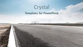  Presentation with car racing track - Beautiful presentation featuring blurry empty car racing track in shaoxing in blue sky backdrop and a sky blue colored foreground