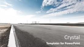  Presentation with car racing track - Slide set consisting of blurry empty car racing track in shaoxing in blue sky background and a gray colored foreground