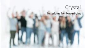  Presentation with diverse people - Slides with blurry-image-of-a-group background and a sky blue colored foreground