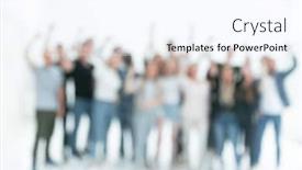  Presentation with diverse people - Colorful theme enhanced with blurry-image-of-a-group backdrop and a cool aqua colored foreground