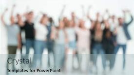  Presentation with diverse people - Slides featuring blurry-image-of-a-group background and a light blue colored foreground