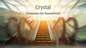  Presentation with modern - Presentation theme consisting of blurry modern escalator at sunny background and a cream colored foreground