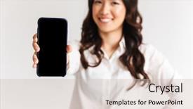  Presentation with dark blue stars and glitter - Slide set featuring blurriness - blurry photo of smiling asian background and a soft green colored foreground