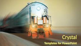  Presentation with cargo train - Presentation design having blurry train with crazy driver background and a tawny brown colored foreground