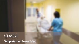  Presentation with moving patient to hospital bed - PPT layouts having blurry-view-of-doctor-pushing background and a violet colored foreground