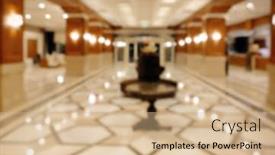  Presentation with hotel - Cool new slide deck with luxurious hall in hotel backdrop and a coral colored foreground