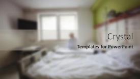  Presentation with hospital bed - PPT layouts having blurry-view-of-patient-sitting background and a light gray colored foreground