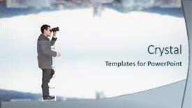  Presentation with far away - PPT theme having blurry vision - businessman looking far away background and a sky blue colored foreground