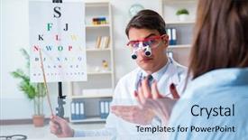  Presentation with eye doctor - Beautiful presentation theme featuring blurry vision - doctor with patient at eye backdrop and a  colored foreground