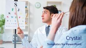  Presentation with eye doctor - PPT layouts with blurry vision - doctor with patient at eye background and a  colored foreground