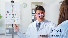  Presentation with eye doctor - Colorful presentation design enhanced with blurry vision - doctor with patient at eye backdrop and a  colored foreground