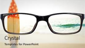  Presentation with on glass board - Amazing presentation theme having blurry vision - glasses against surf board standing backdrop and a lemonade colored foreground