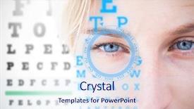  Presentation with vision lens - Presentation design enhanced with blurry vision - pretty blonde applying contact lens background and a sky blue colored foreground