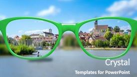  Presentation with glasses - Audience pleasing PPT theme consisting of blurry vision - view through glasses sharp backdrop and a light blue colored foreground