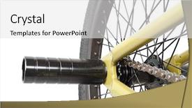  Presentation with parts - Colorful slides enhanced with bmx bike - bicycle parts on a white backdrop and a white colored foreground