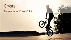  Presentation with bicycle - PPT layouts enhanced with bmx bike - teenager jump on a bicycle background and a cream colored foreground