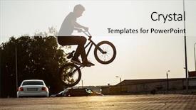  Presentation with bmx - Beautiful PPT layouts featuring bmx bike - teenager jump on a bicycle backdrop and a white colored foreground
