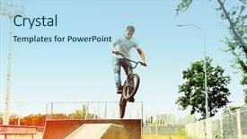  Presentation with bmx - Slide deck consisting of bmx bike at skate park background and a sky blue colored foreground