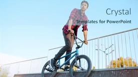  Presentation with bmx - Cool new slide set with bmx-biker-doing-trick-teenager backdrop and a sky blue colored foreground